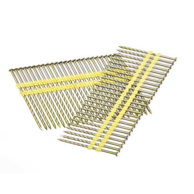 21 Degree Plastic Collated Framing Nails , Bright Ring Shank Plastic