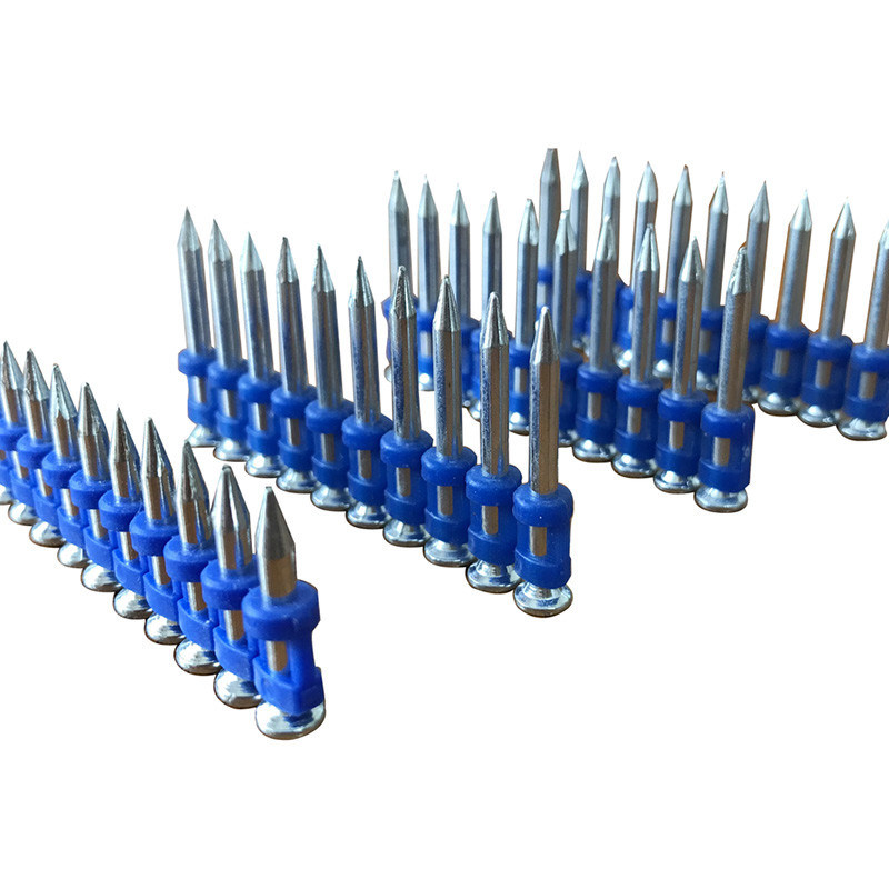2.7mm*25mm Plastic Blue Strip Concrete Nails pins , Smooth Shank Flat