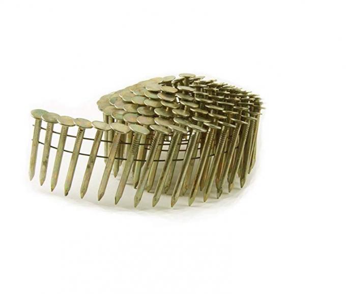 Bright Finish Ring Shank Wire Coil Nails , 15 Degree Roofing Nails 114