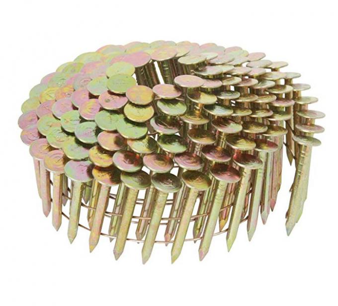 Bright Finish Ring Shank Wire Coil Nails , 15 Degree Roofing Nails 114