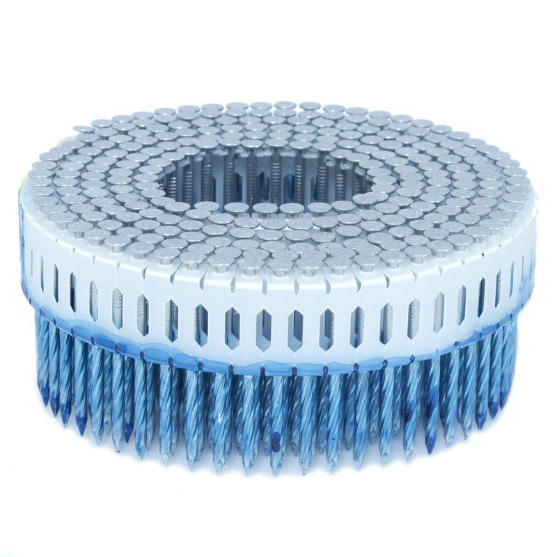 Plastic Coil Nails Bright Finish 2 Inch Galvanized Nails , Round Head